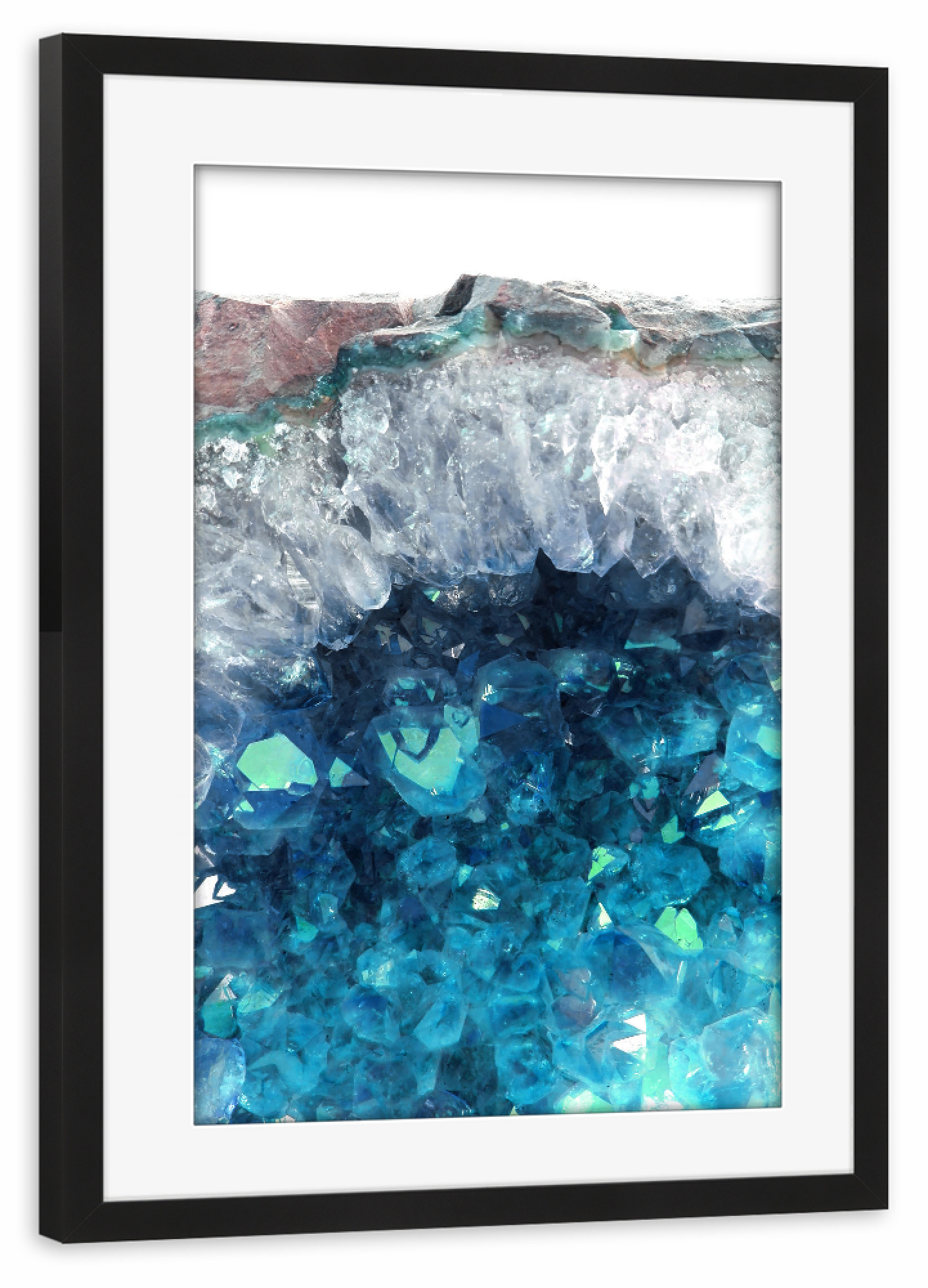 Poster mit Rahmen schwarz "Blue Amethyst" artboxONE - Abstrakt,Marmor - Crystals,Amethyst,Qaurtz,Magic,Mystic,Light blue,Blue,Gemstone,Gem,Mineral