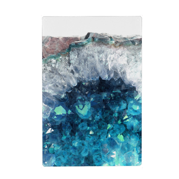 Metall Poster "Blue Amethyst" artboxONE - Abstrakt,Marmor - Crystals,Amethyst,Qaurtz,Magic,Mystic,Light blue,Blue,Gemstone,Gem,Mineral - Blechschild