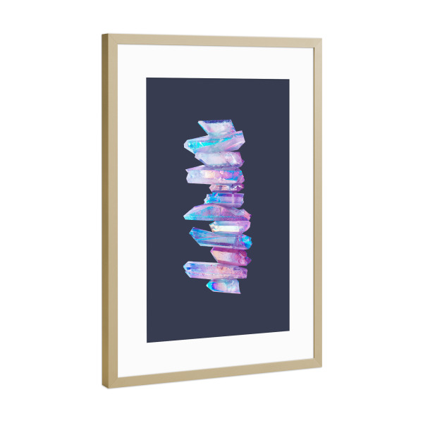 Poster mit Rahmen Gold "Ultraviolet Crystals" artboxONE - Abstrakt,Ultraviolet,Marmor - Ultraviolet,Crystal,Quartz,Aura,Blue,Pink,Abstract,Boho