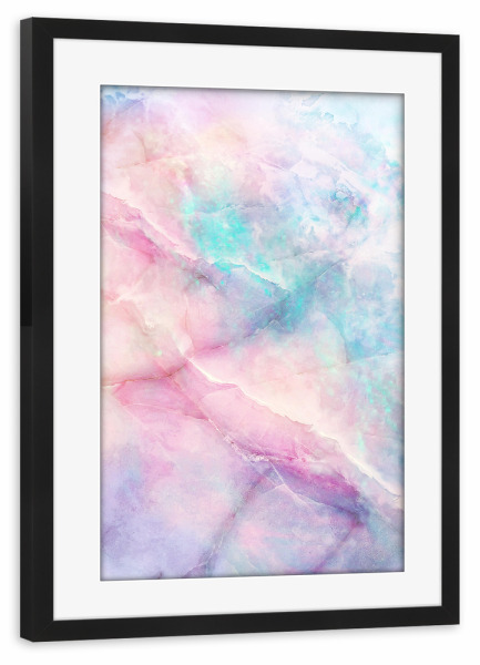 Poster mit Rahmen schwarz "Unicorn Marble" artboxONE - Abstrakt,Marmor - Unicorn,Rainbow,Magic,Marble,Irdescent,Lovely,Pastel,Pink,Color,Blue