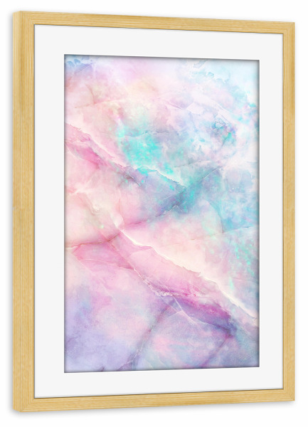 Poster mit Rahmen kiefer "Unicorn Marble" artboxONE - Abstrakt,Marmor - Unicorn,Rainbow,Magic,Marble,Irdescent,Lovely,Pastel,Pink,Color,Blue