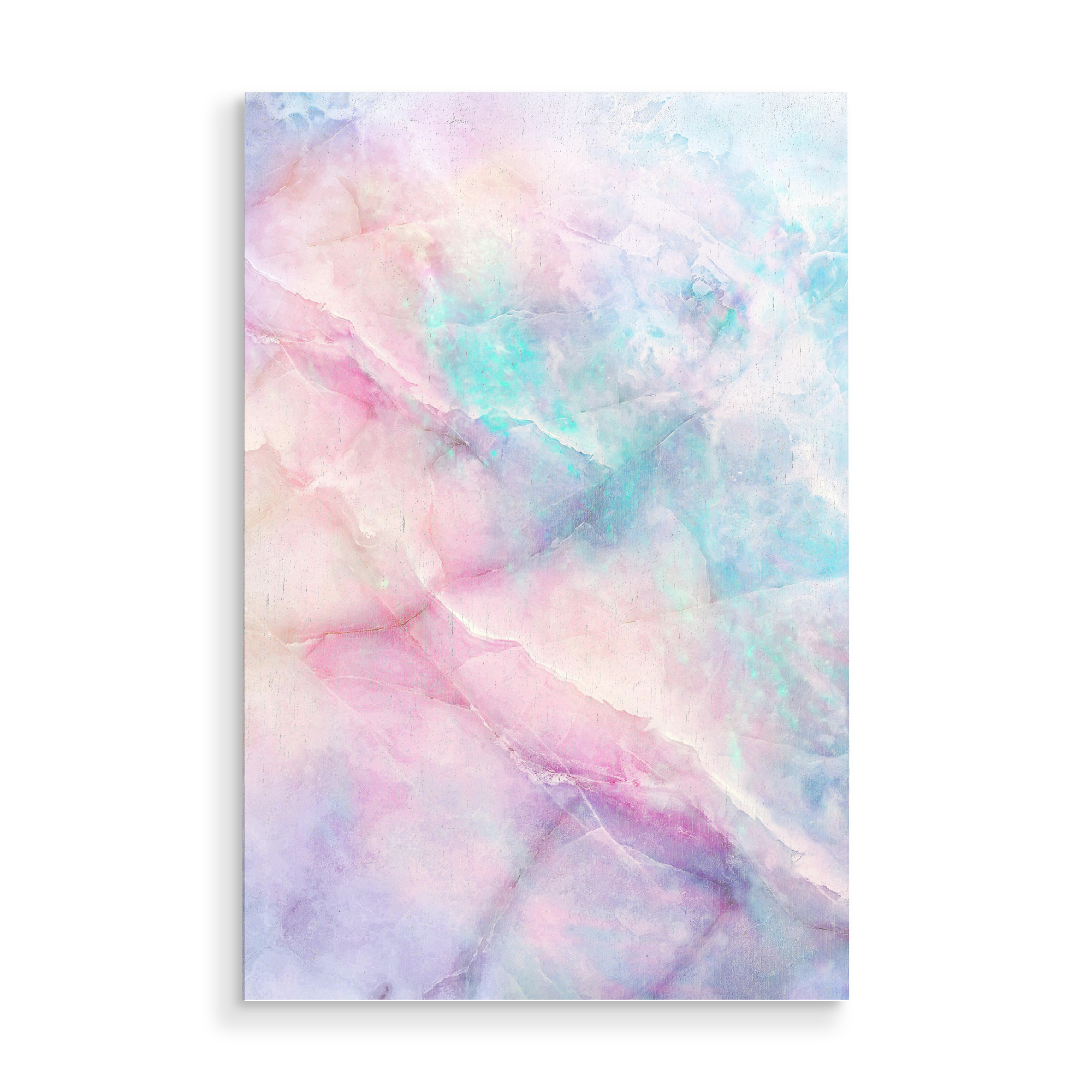 Holzbild "Unicorn Marble" artboxONE - Abstrakt,Marmor - Unicorn,Rainbow,Magic,Marble,Irdescent,Lovely,Pastel,Pink,Color,Blue