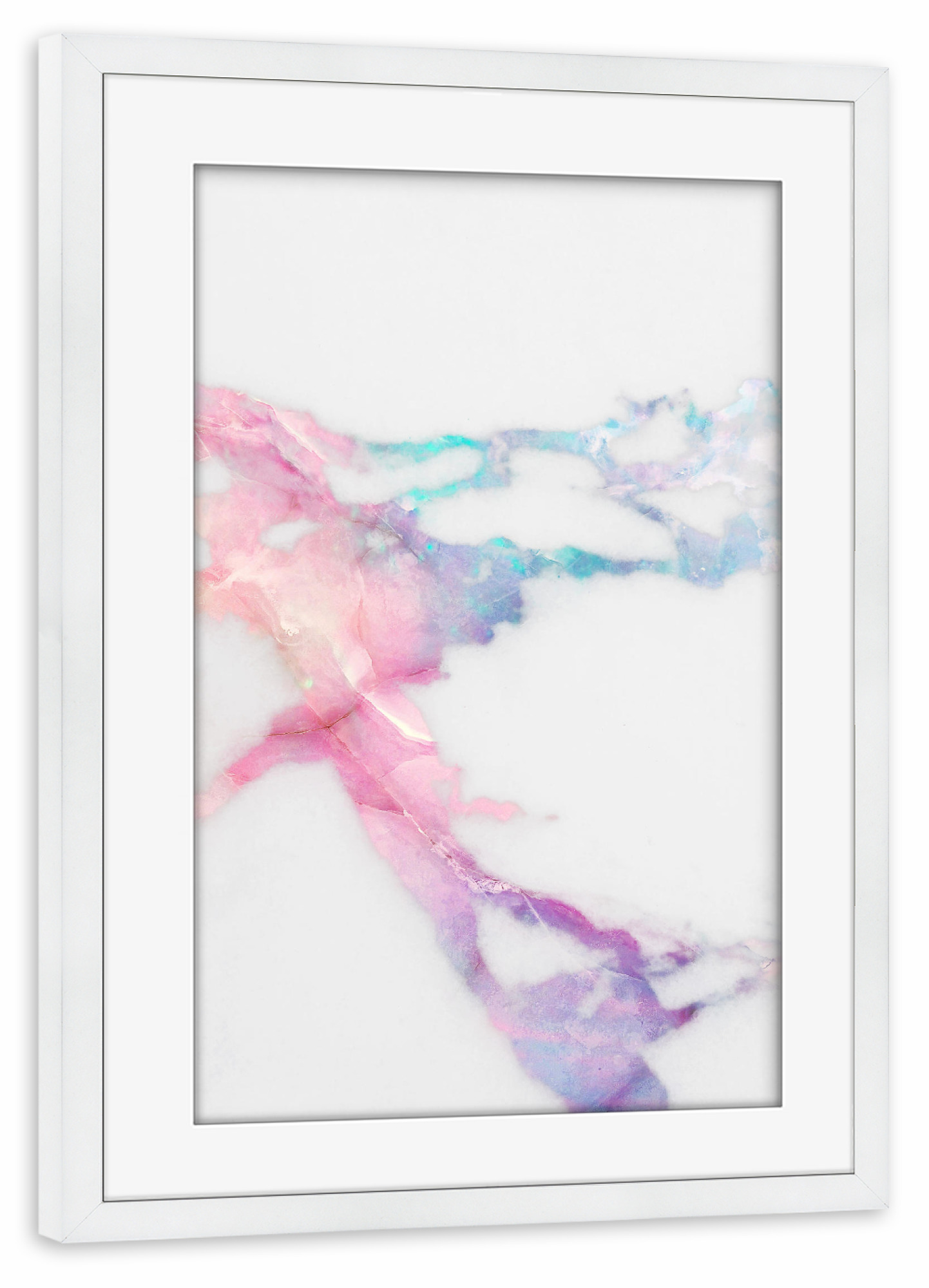 Poster mit Rahmen weiß "Iridescent Vein Marble" artboxONE - Abstrakt,Marmor - Marble,Iridescence,Unicorn,Vein,Rainbow