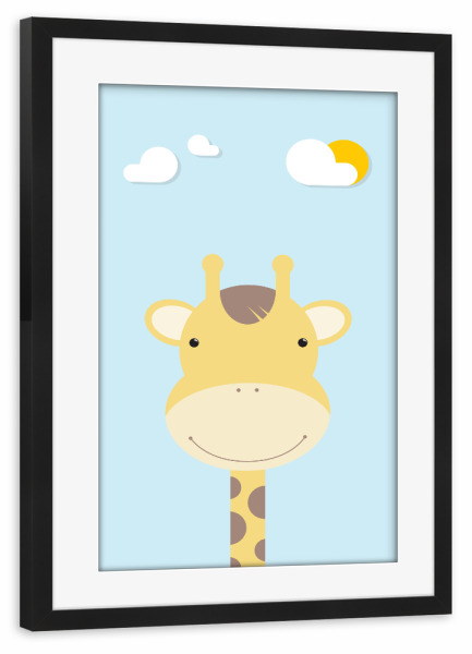 Poster mit Rahmen schwarz "Giraffe Portrait 3" artboxONE - Für Kinder,Tiere