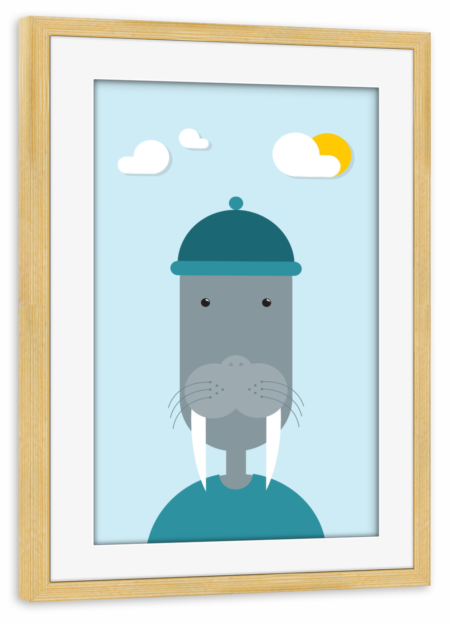 Poster mit Rahmen kiefer "Walross Portrait" artboxONE - Für Kinder,Tiere