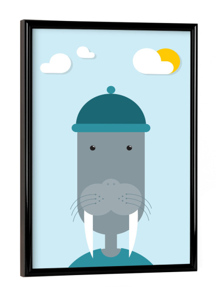 Poster mit schwarzem Rahmen "Walross Portrait" artboxONE - Für Kinder,Tiere