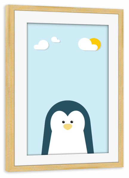 Poster mit Rahmen kiefer "Pinguin Portrait" artboxONE - Für Kinder,Tiere