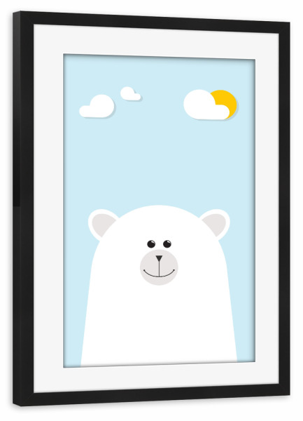 Poster mit Rahmen schwarz "Eisbär Portrait" artboxONE - Für Kinder,Tiere