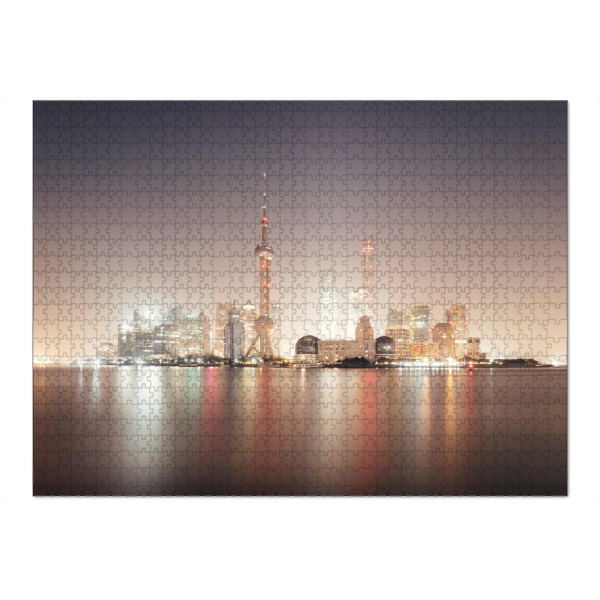 Puzzle Ravensburger "PUDONG #2" artboxONE - Städte,Architektur,Reise / Asien,Städte / Shanghai - Shanghai,Skyline,China,Nacht,Lichter,Hell