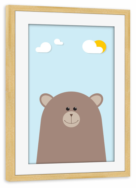 Poster mit Rahmen kiefer "Braunbär Portrait" artboxONE - Für Kinder,Tiere
