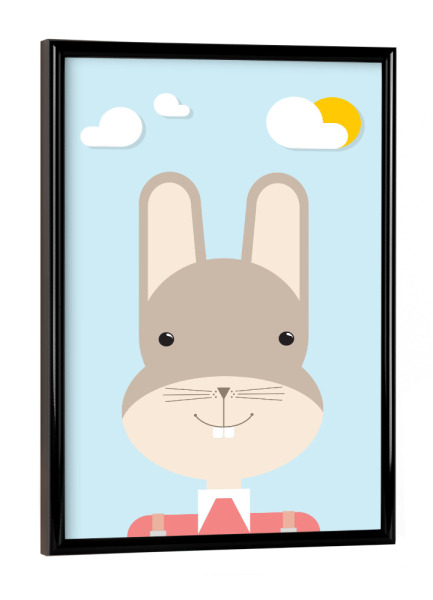 Poster mit schwarzem Rahmen "Hase Portrait" artboxONE - Für Kinder,Tiere