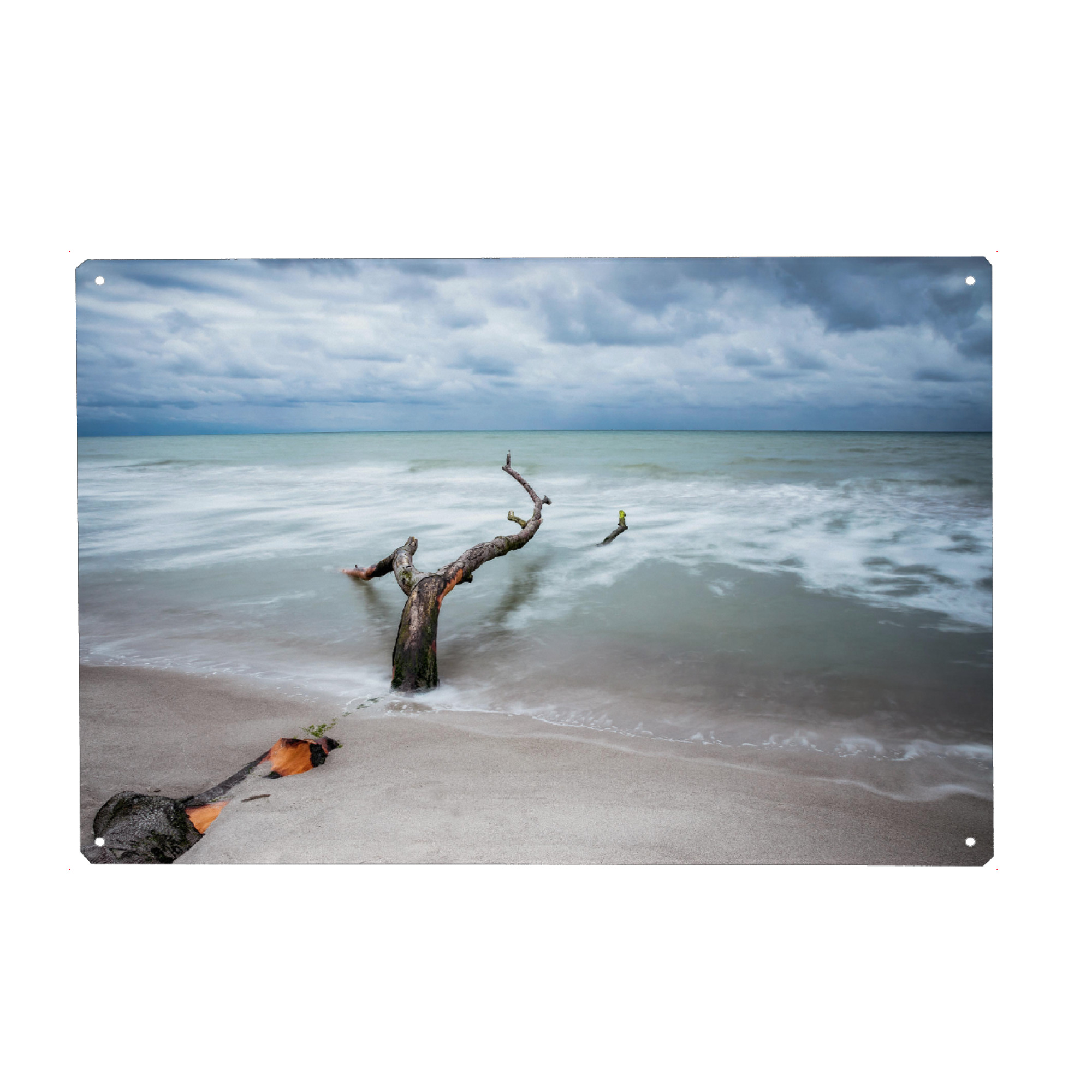 Metall Poster "Am Meer" artboxONE - Natur,Reise / Strand und Meer - Meer,Wasser,Strand,Baum - Blechschild