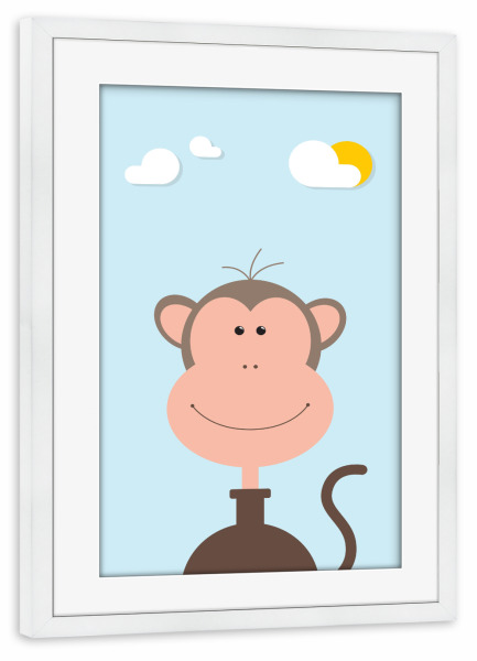 Poster mit Rahmen weiß "Affe Portrait" artboxONE - Für Kinder,Tiere,Lustig