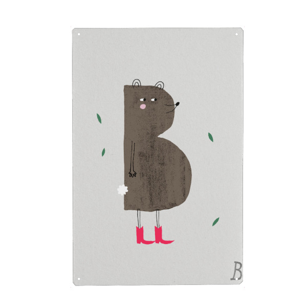 Metall Poster "ABC Kids B" artboxONE - Für Kinder,Buchstaben,Buchstaben / B