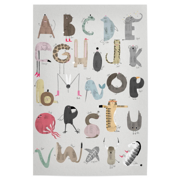Poster "ABC Kids" artboxONE - Typografie,Für Kinder,Tiere - Abc,Kids,Buchstaben,Alphabet