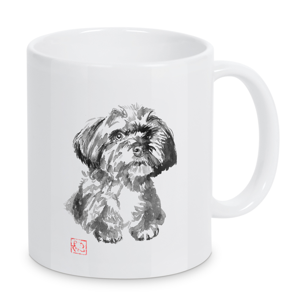 Tasse "Petit chien" artboxONE - Tiere,Schwarzweiß - Hund,Sumie,Japan,Tier,Schwarzweiß
