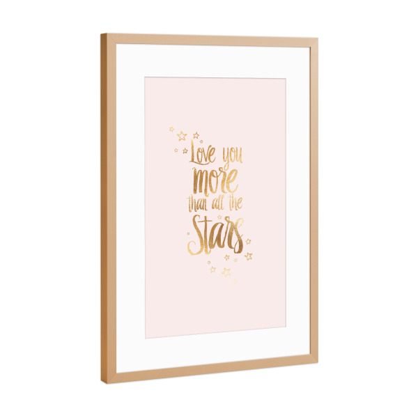 Poster mit Rahmen Kupfer "LOVE YOU MORE | HELL" artboxONE - Typografie,Für Kinder,Liebe,Fashion,Für Mama,Für Papa