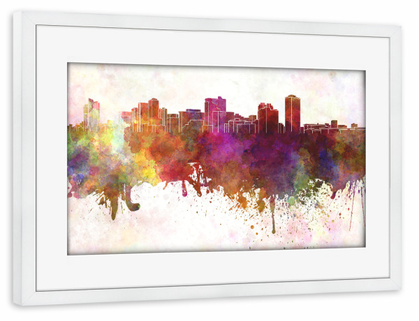 Poster mit Rahmen weiß "Manila skyline in watercolor" artboxONE - Städte,Reise,Abstrakt,Architektur,Reise / Asien