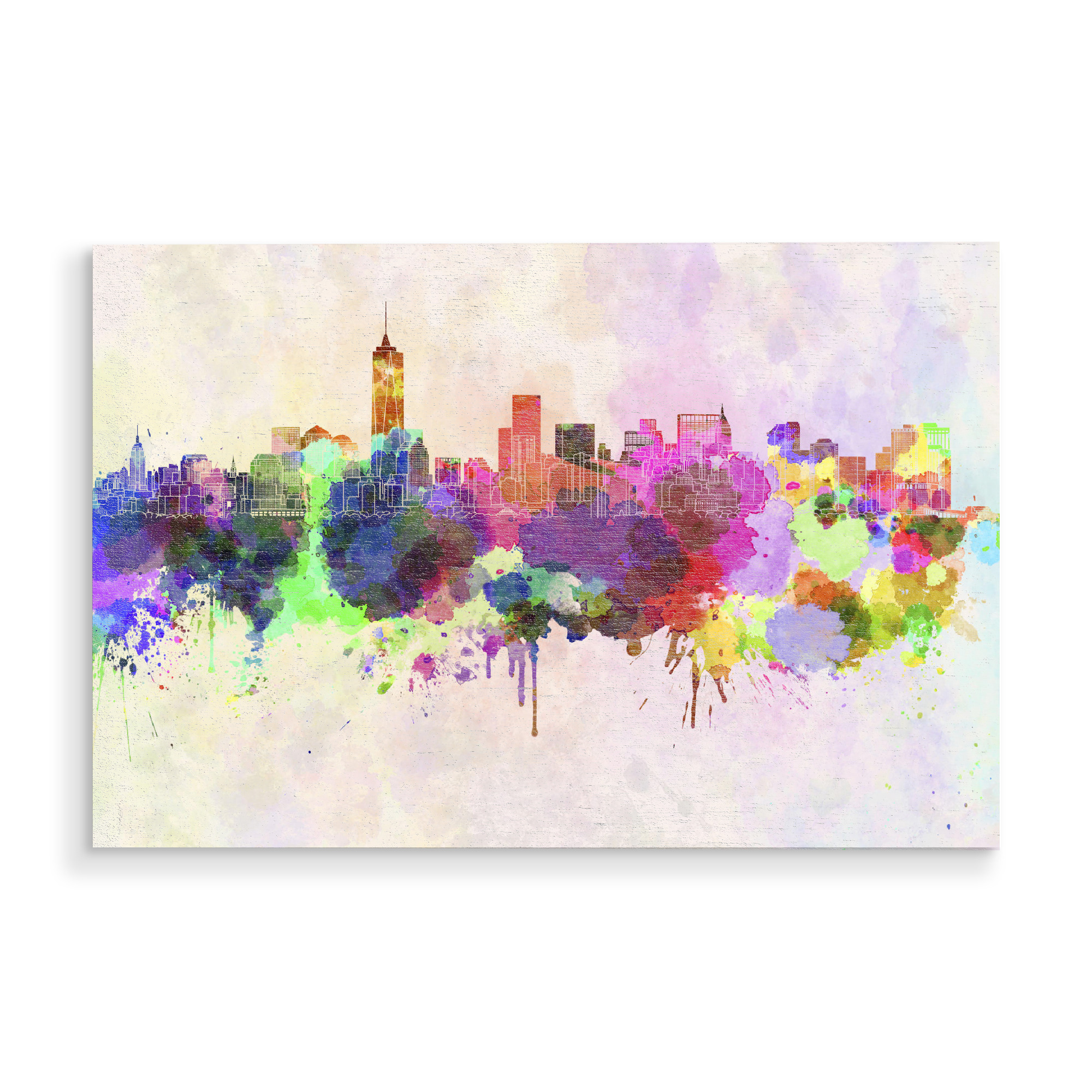 Holzbild "Manhattan skyline in watercolor" artboxONE - Städte / New York,Reise,Abstrakt,Architektur