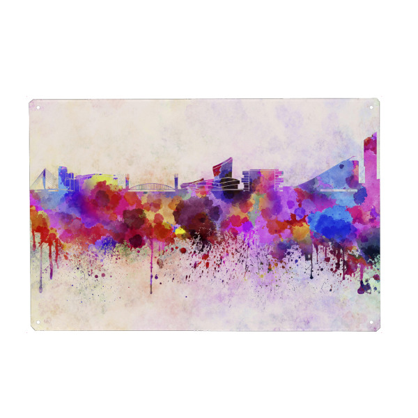Holzbild "Manchester skyline in watercolor" artboxONE - Städte,Reise,Abstrakt,Architektur