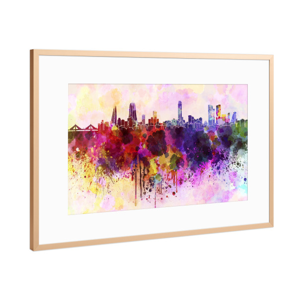 Poster mit Rahmen Kupfer "Manama skyline in watercolor" artboxONE - Städte,Reise,Abstrakt,Architektur