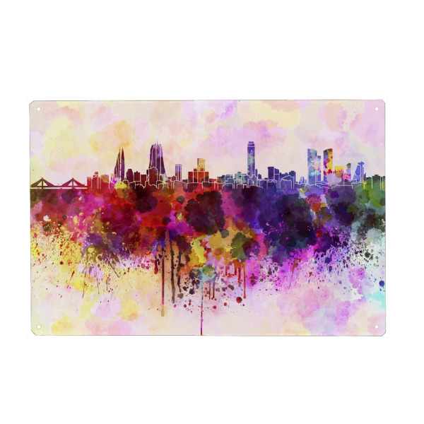 Metall Poster "Manama skyline in watercolor" artboxONE - Städte,Reise,Abstrakt,Architektur