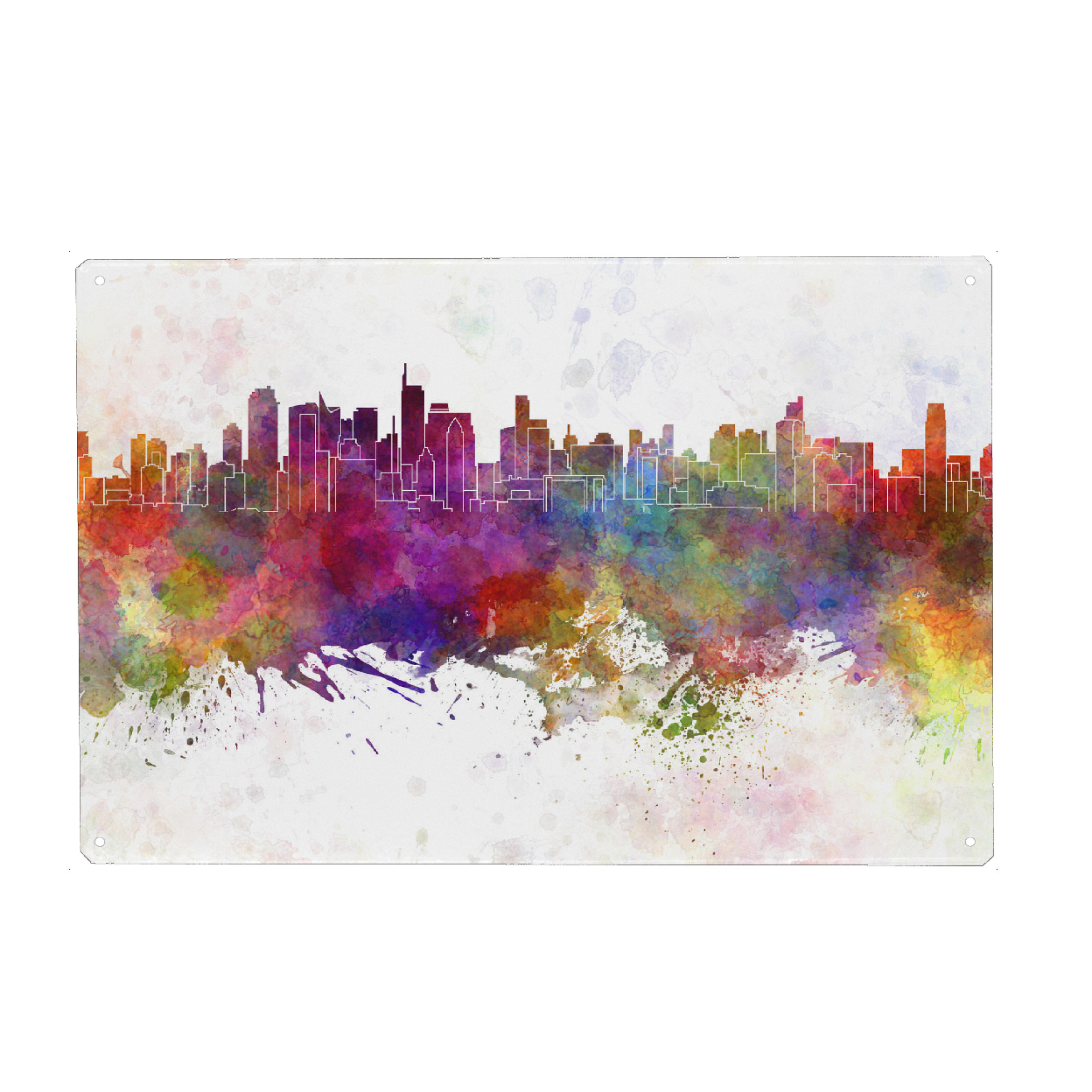 Holzbild "Makati skyline in watercolor" artboxONE - Städte,Reise,Abstrakt,Architektur