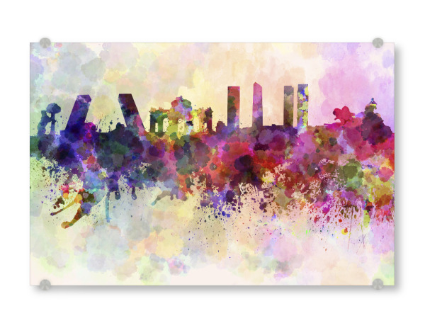 Acrylglasbild "Madrid skyline in watercolor" artboxONE - Städte,Reise,Abstrakt,Architektur