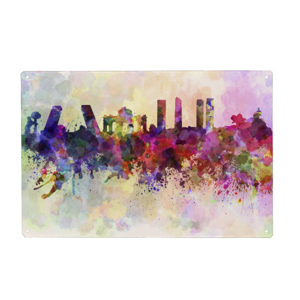 Holzbild "Madrid skyline in watercolor" artboxONE - Städte,Reise,Abstrakt,Architektur
