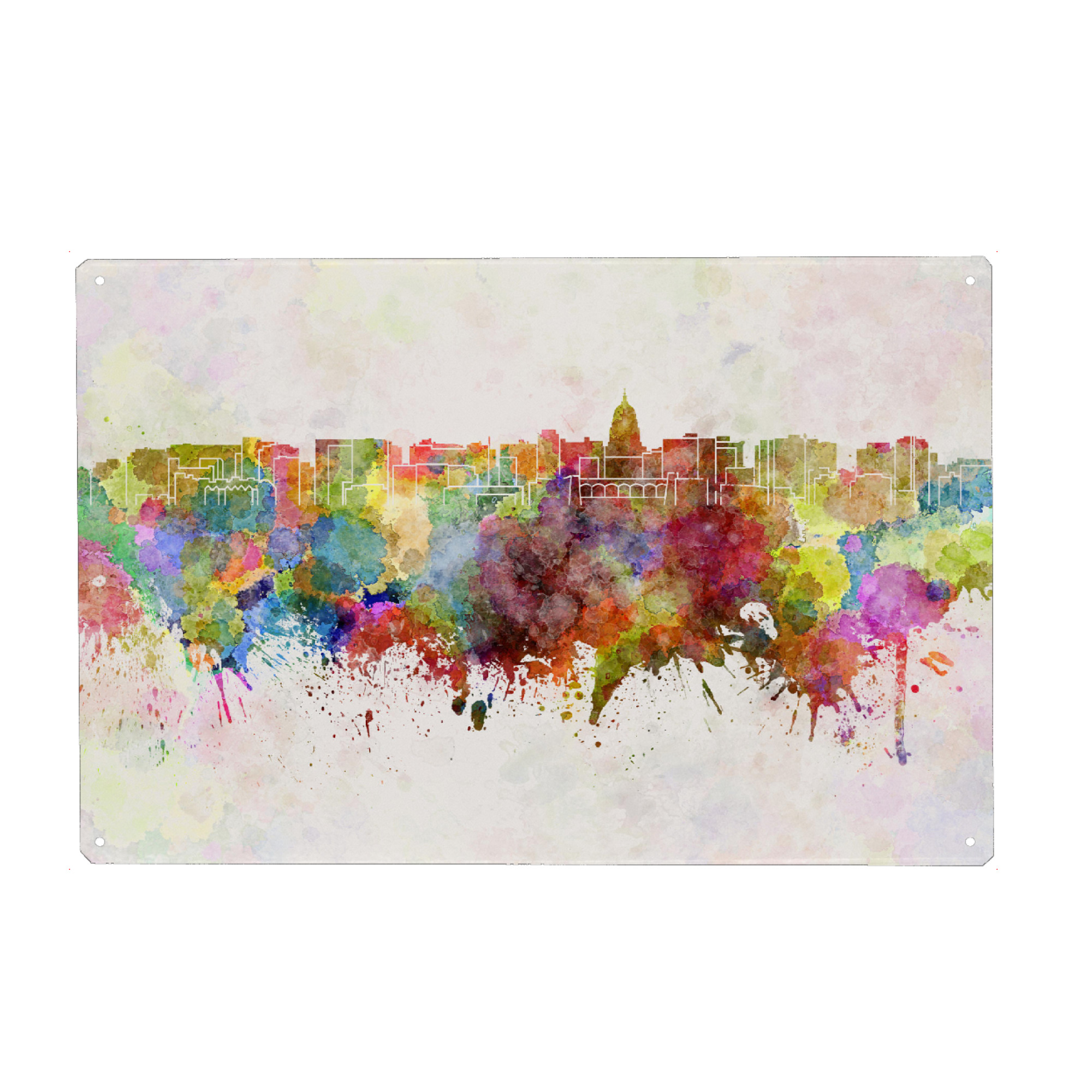 Holzbild "Madison skyline in watercolor" artboxONE - Städte,Reise,Abstrakt,Architektur