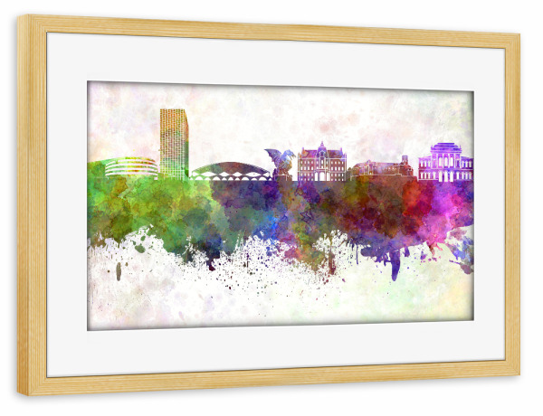 Poster mit Rahmen kiefer "Ljubljana skyline in watercolor" artboxONE - Städte,Reise,Abstrakt,Architektur