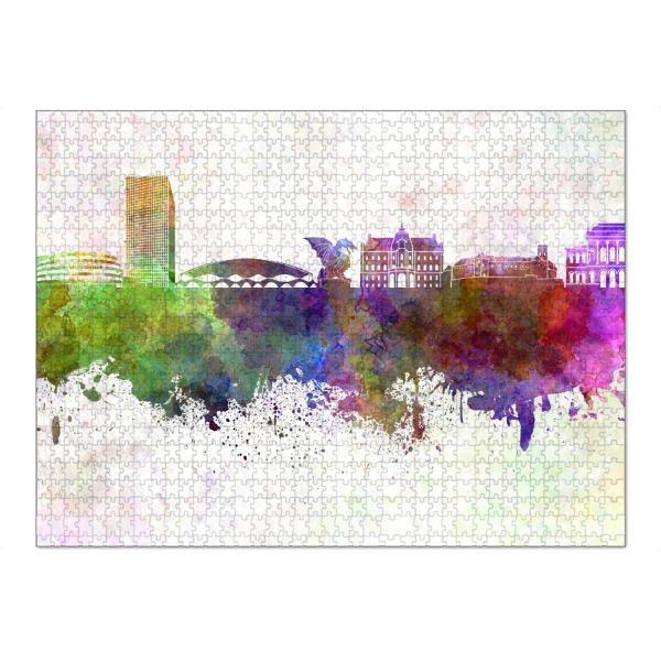 Puzzle Ravensburger "Ljubljana skyline in watercolor" artboxONE - Städte,Reise,Abstrakt,Architektur