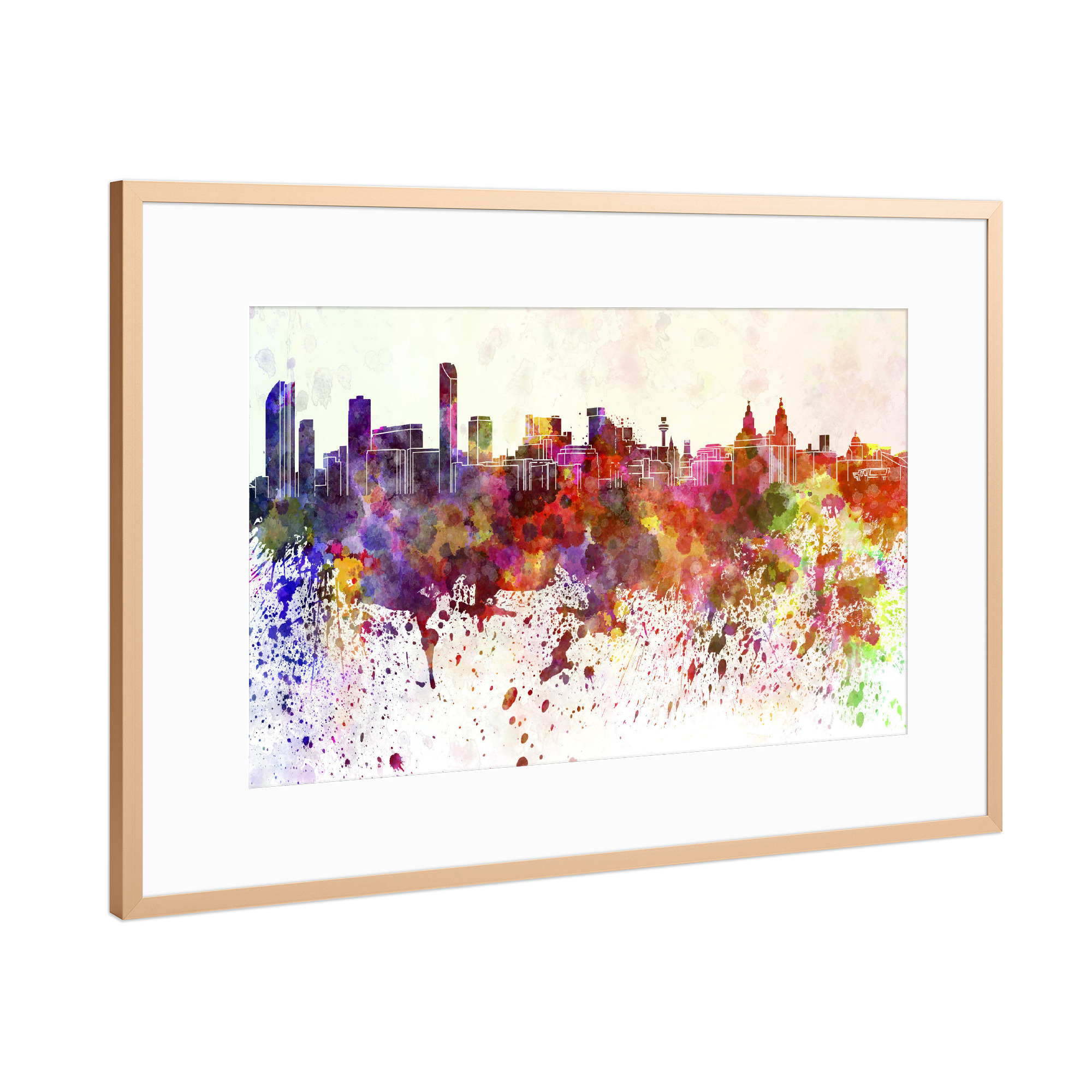Poster mit Rahmen Kupfer "Liverpool skyline in watercolor" artboxONE - Städte,Reise,Abstrakt,Architektur
