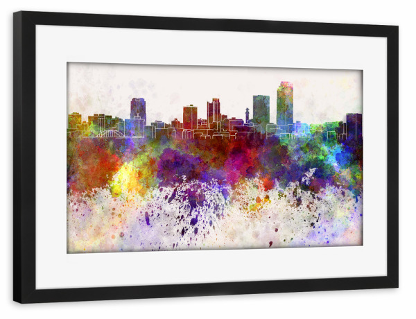 Poster mit Rahmen schwarz "Little Rock skyline in watercolor" artboxONE - Reise,Abstrakt,Architektur
