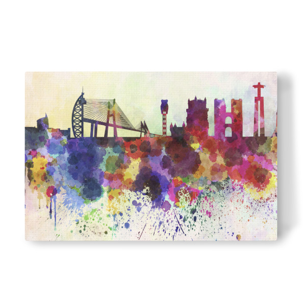 Leinwandbild "Lisbon V2 skyline in watercolor" artboxONE - Städte,Reise,Architektur