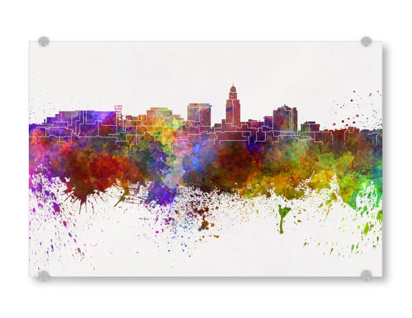 Acrylglasbild "Lincoln skyline in watercolor" artboxONE - Städte,Reise,Architektur