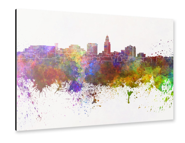 Alu-Dibond "Lincoln skyline in watercolor" 30x20 cm artboxONE