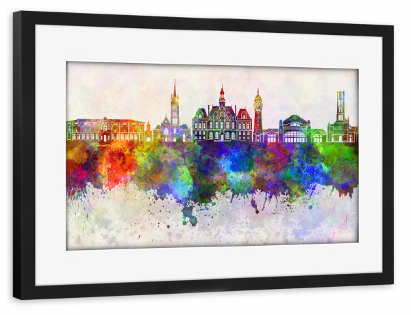 Poster mit Rahmen schwarz "Limoges skyline in watercolor" artboxONE - Städte,Reise,Abstrakt,Architektur