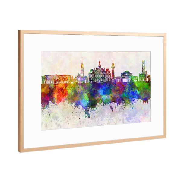 Poster mit Rahmen Kupfer "Limoges skyline in watercolor" artboxONE - Städte,Reise,Abstrakt,Architektur