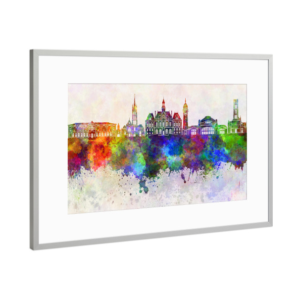 Poster mit Rahmen Silber "Limoges skyline in watercolor" artboxONE - Städte,Reise,Abstrakt,Architektur