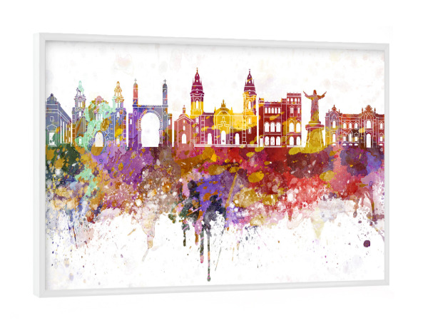 Poster mit weißem Rahmen "Lima skyline in watercolor" artboxONE - Städte,Reise,Abstrakt,Architektur