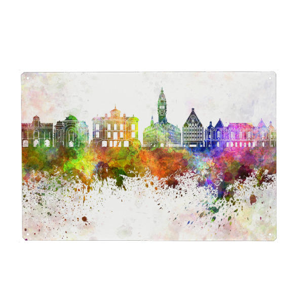 Holzbild "Lille skyline in watercolor" artboxONE - Städte,Reise,Abstrakt,Architektur