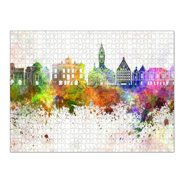 Puzzle Ravensburger "Lille skyline in watercolor" artboxONE - Städte,Reise,Abstrakt,Architektur