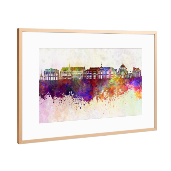 Poster mit Rahmen Kupfer "Liege skyline in watercolor" artboxONE - Städte,Reise,Abstrakt,Architektur