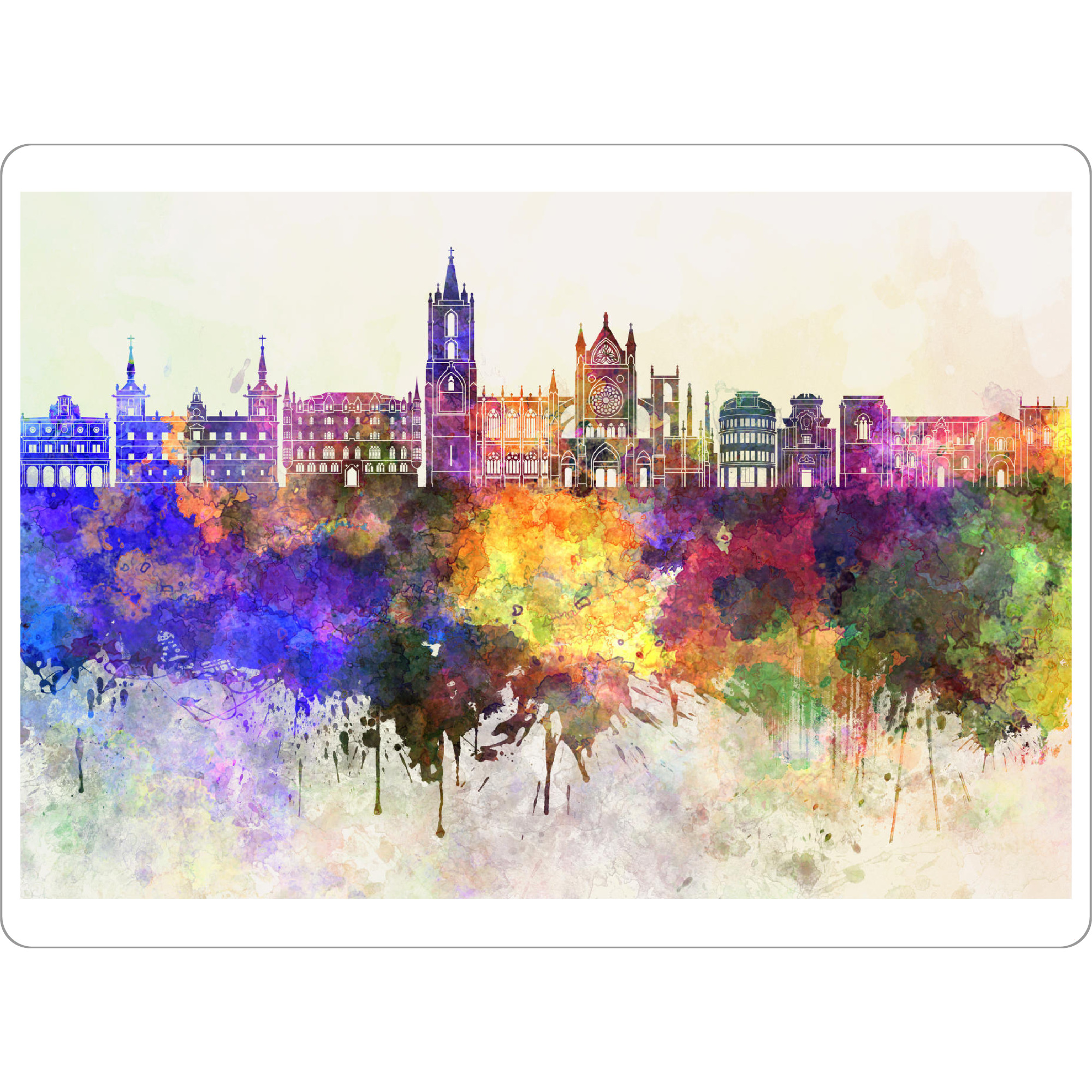Tischset "Leon skyline in watercolor" artboxONE - Städte,Reise,Abstrakt,Architektur