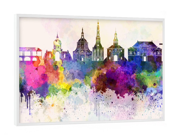 Poster mit weißem Rahmen "Leiden skyline in watercolor" artboxONE - Reise,Abstrakt,Architektur