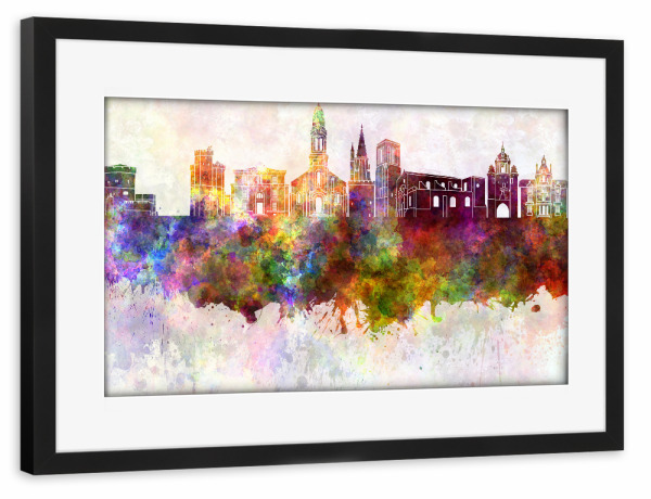 Poster mit Rahmen schwarz "La Rochelle skyline watercolor" artboxONE - Städte,Reise,Abstrakt,Architektur