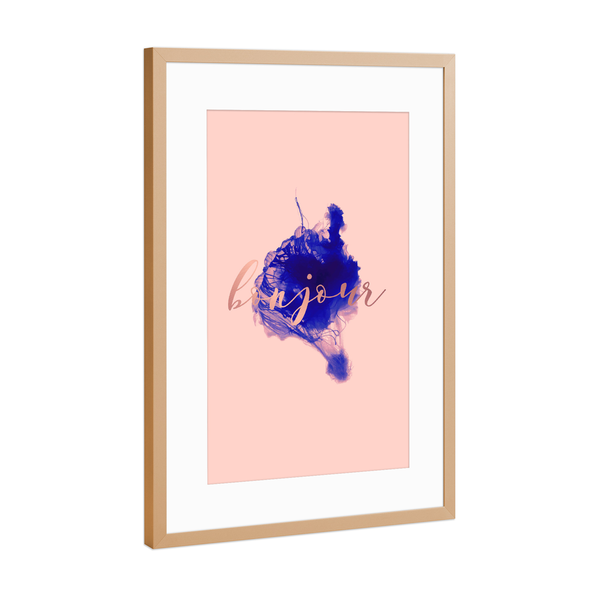 Poster mit Rahmen Kupfer "Bonjour 5" artboxONE - Typografie,Natur,Tiere,Abstrakt