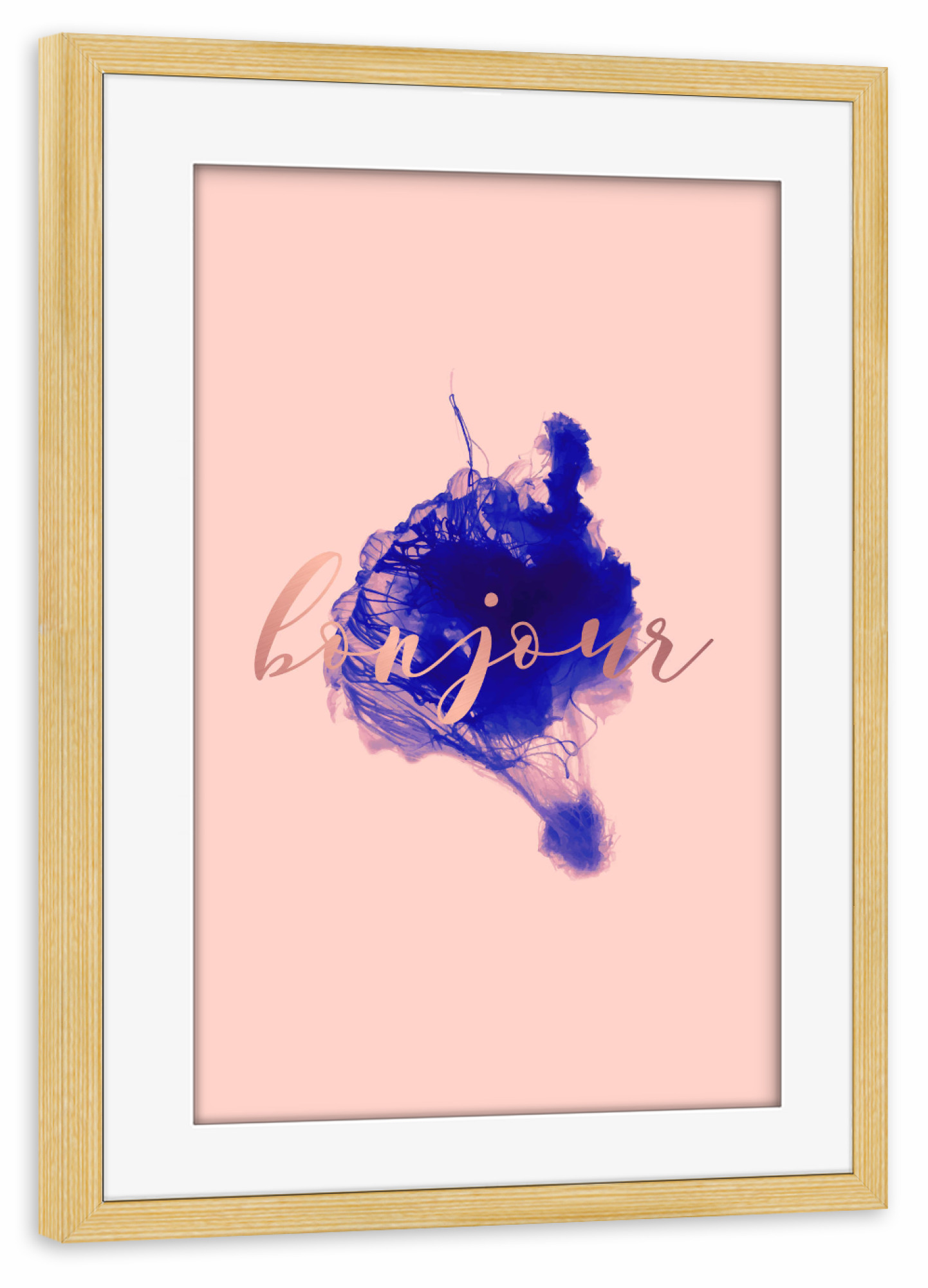 Poster mit Rahmen kiefer "Bonjour 5" artboxONE - Typografie,Natur,Tiere,Abstrakt
