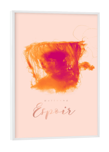 Poster mit weißem Rahmen "Hoffnung – Espoir" artboxONE - Typografie,Natur,Tiere